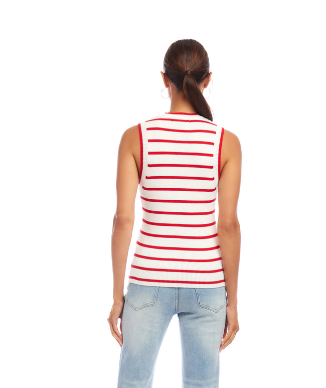 Karen Kane Red Stripe Ribbed Sweater Tank Karen Kane