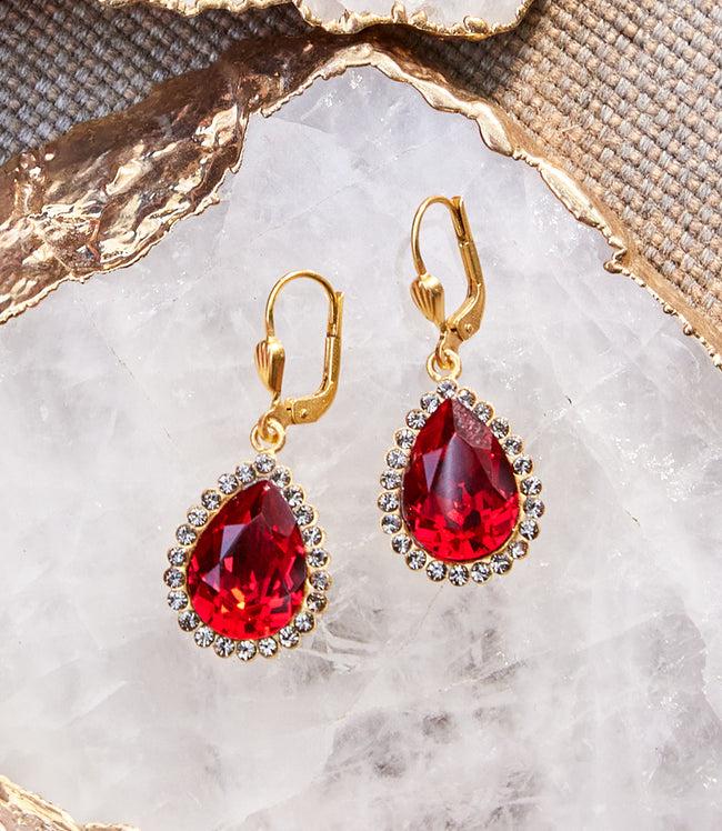 Karen Kane Red Teardrop Crystal Earrings Karen Kane