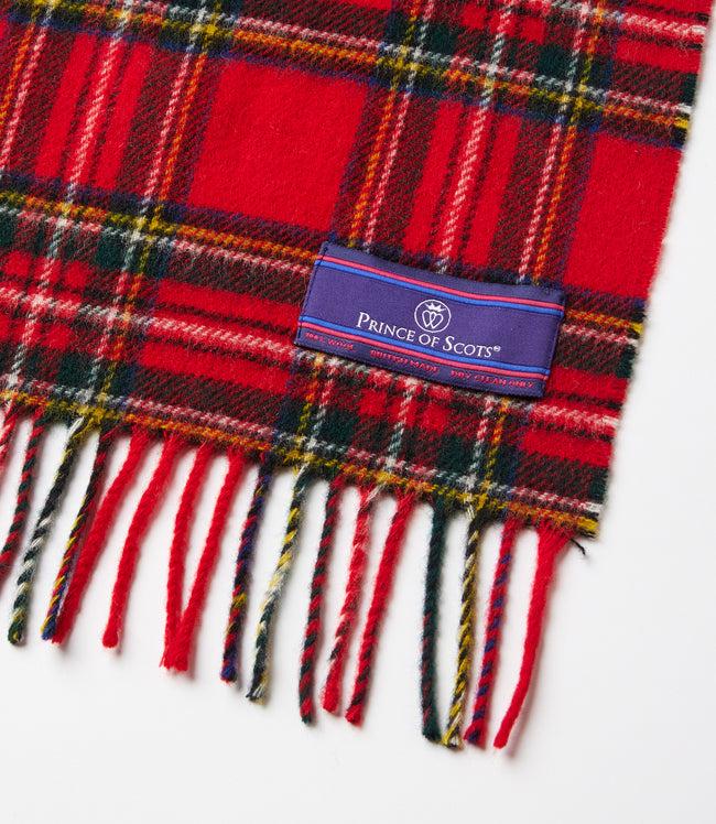 Karen Kane Red With Black Merino Wool Fringed Plaid Scarf Karen Kane