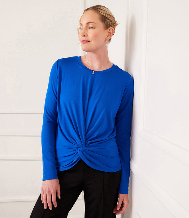 karen kane Royal Petite Size Twist Front Top Karen Kane