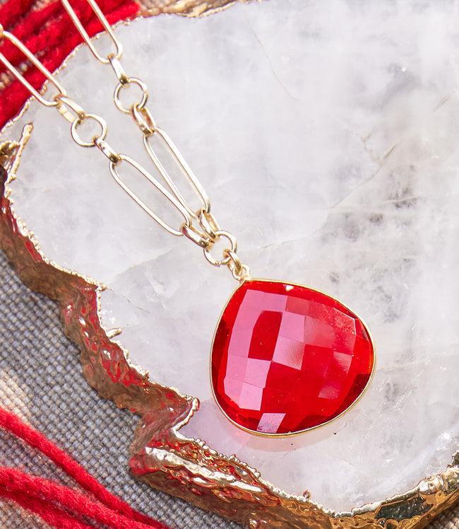 karen kane Ruby Ruby Quartz Pendant Necklace Karen Kane