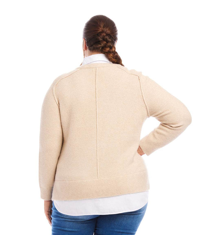 Karen Kane Sand Plus Size Layered Sweater Karen Kane