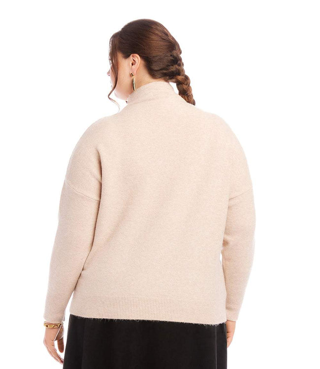 Karen Kane Sand Plus Size Mock Neck Sweater Karen Kane