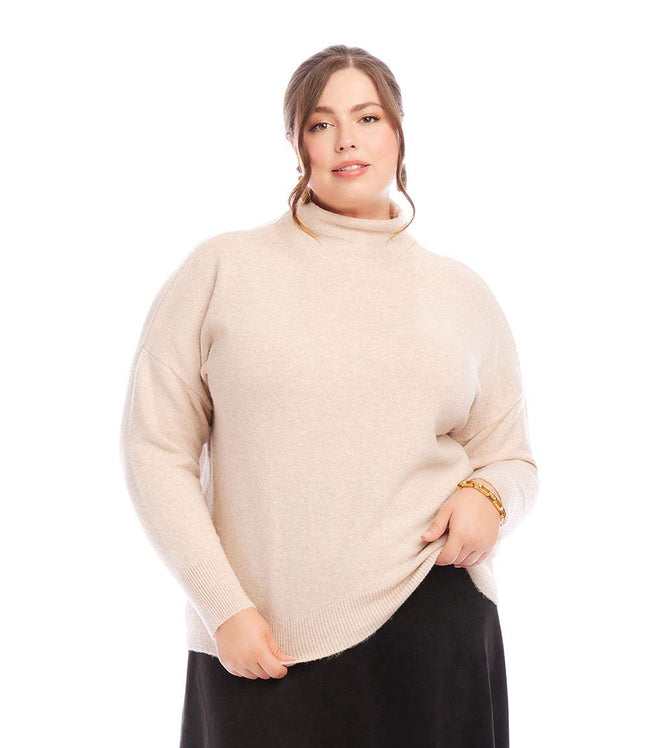 karen kane Sand Plus Size Mock Neck Sweater Karen Kane