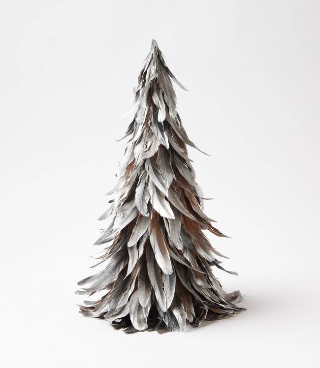 Karen Kane Silver Flocked Feather Metallic Tree Karen Kane