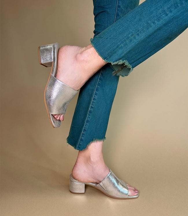 Karen Kane Silver Pepper Mid Heel Sandals Karen Kane