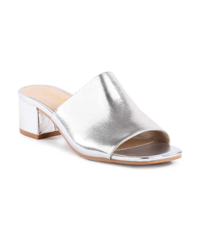 karen kane Silver Pepper Mid Heel Sandals Karen Kane