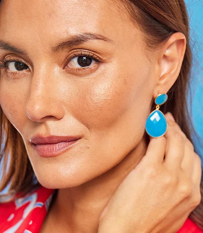 karen kane Sky Blue Teardrop Gemstone Drop Earrings Karen Kane
