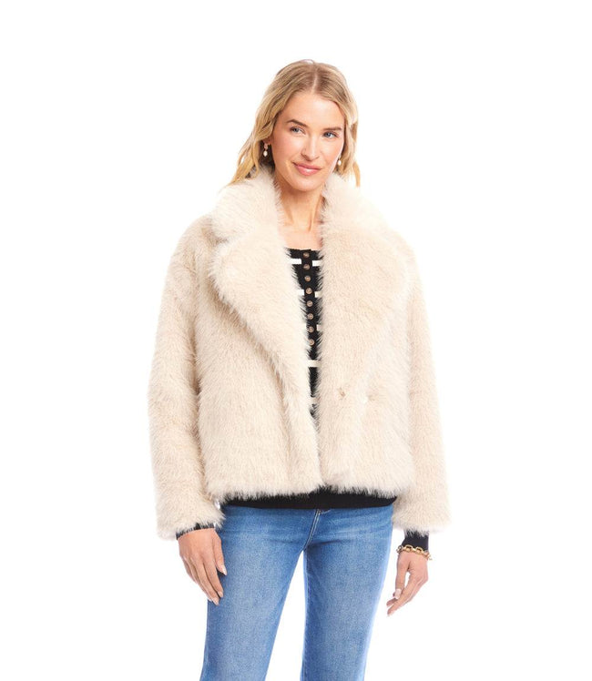 Karen Kane Stone Cropped Faux Fur Jacket Karen Kane