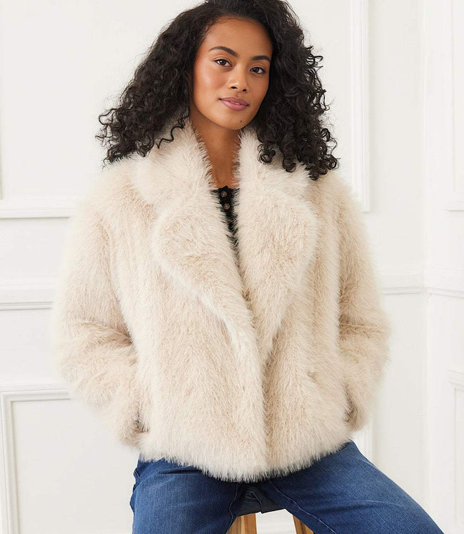 karen kane Stone Cropped Faux Fur Jacket Karen Kane