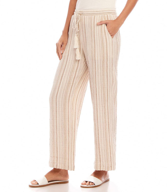Karen Kane Stripe Metallic Stripe Drawstring Ankle Pants Karen Kane