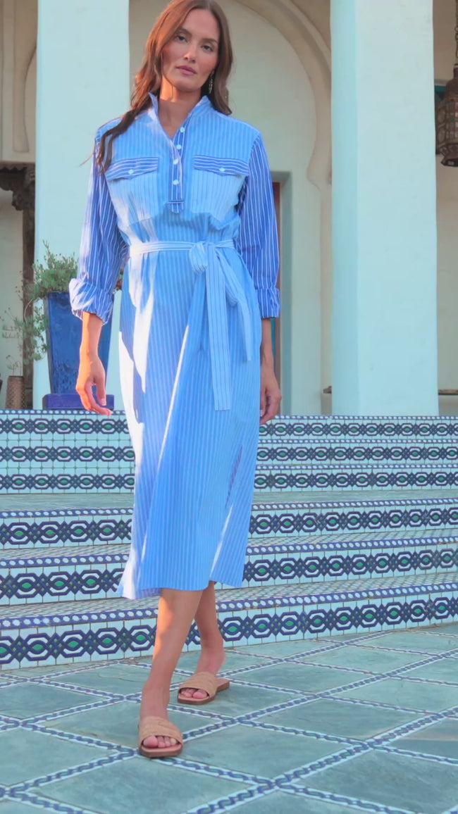 Karen Kane Stripe Mixed Stripe Midi Shirtdress Karen Kane