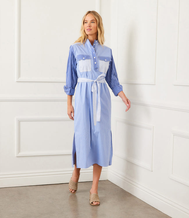 Karen Kane Stripe Mixed Stripe Midi Shirtdress Karen Kane