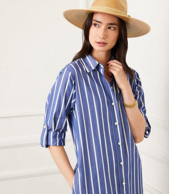 Karen Kane Stripe Roll Tab Stripe Shirtdress Karen Kane