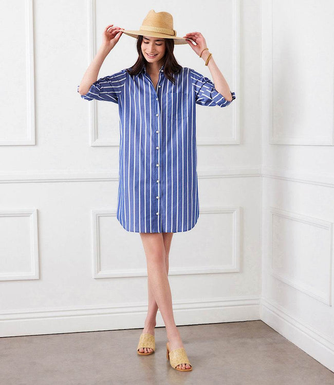 Karen Kane Stripe Roll Tab Stripe Shirtdress Karen Kane