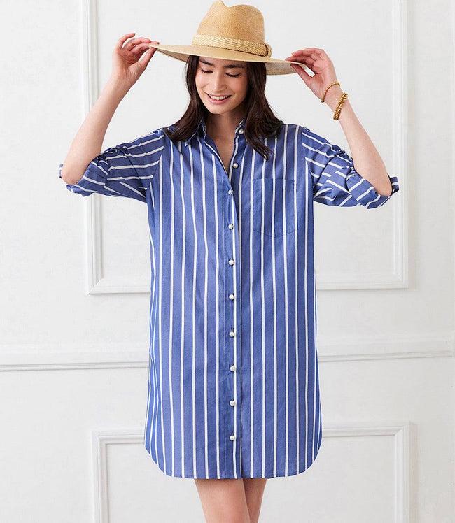 karen kane Stripe Roll Tab Stripe Shirtdress Karen Kane