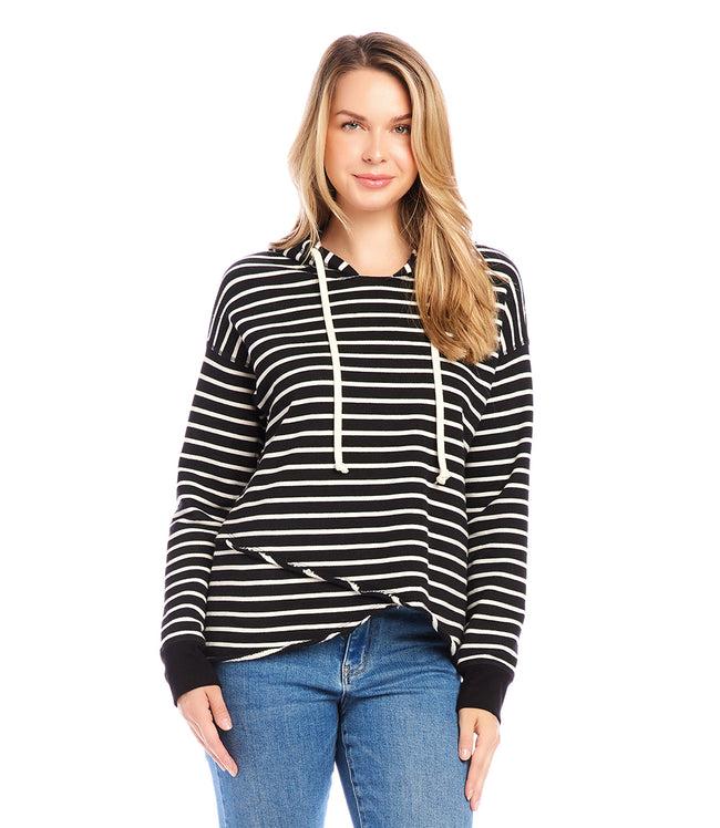 Karen Kane Stripe Stripe Asymmetric Hem Hoodie Karen Kane