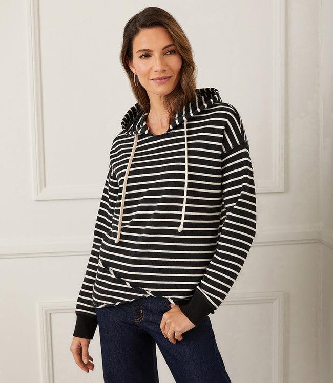 karen kane Stripe Stripe Asymmetric Hem Hoodie Karen Kane