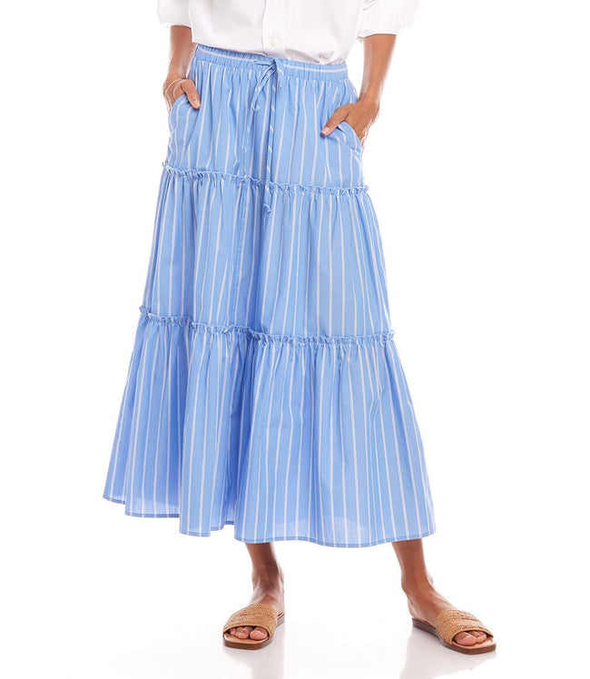 Karen Kane Stripe Stripe Tiered Midi Skirt Karen Kane