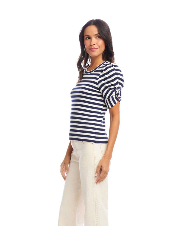 Karen Kane Stripe Stripe Twist-Sleeve Top Karen Kane