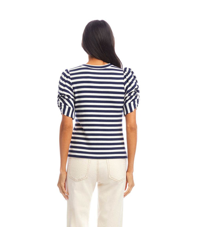 Karen Kane Stripe Stripe Twist-Sleeve Top Karen Kane