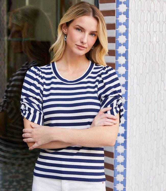 karen kane Stripe Stripe Twist-Sleeve Top Karen Kane