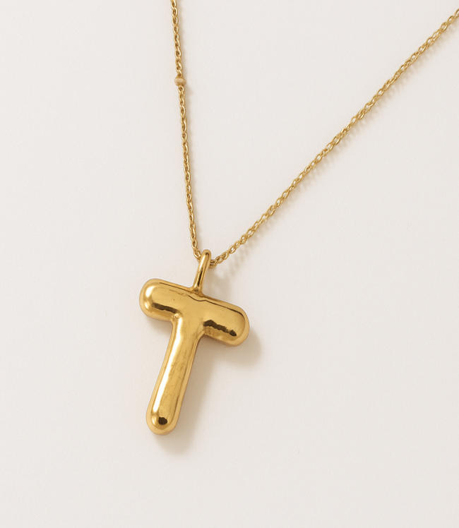karen kane T Gold Bubble Letter Charm Necklace Karen Kane
