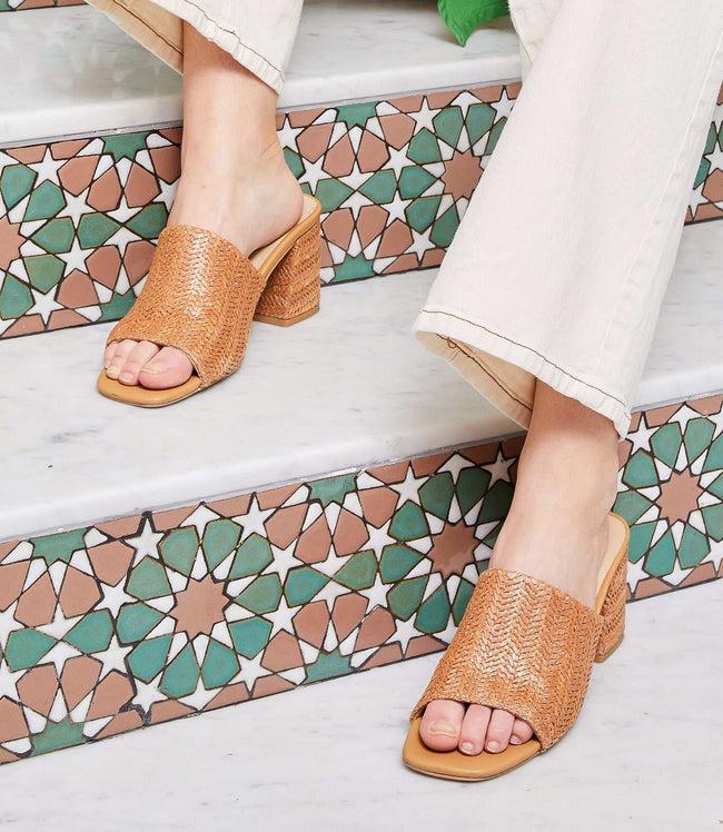 karen kane Tan Adapt Raffia High Heel Sandals Karen Kane