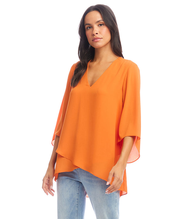 Karen Kane Tangerine Bracelet Sleeve Asymmetric Top Karen Kane