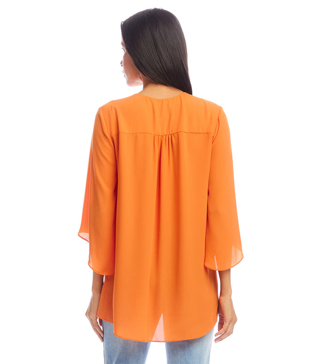 Karen Kane Tangerine Bracelet Sleeve Asymmetric Top Karen Kane
