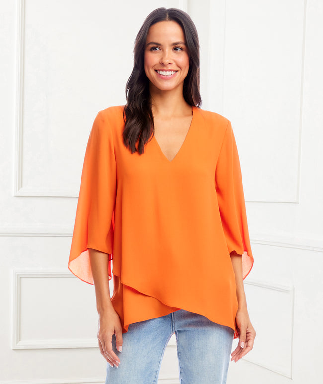 karen kane Tangerine Bracelet Sleeve Asymmetric Top Karen Kane