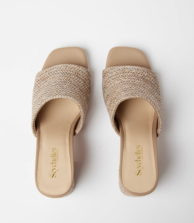 Karen Kane Taupe Adapt Raffia High Heel Sandals Karen Kane