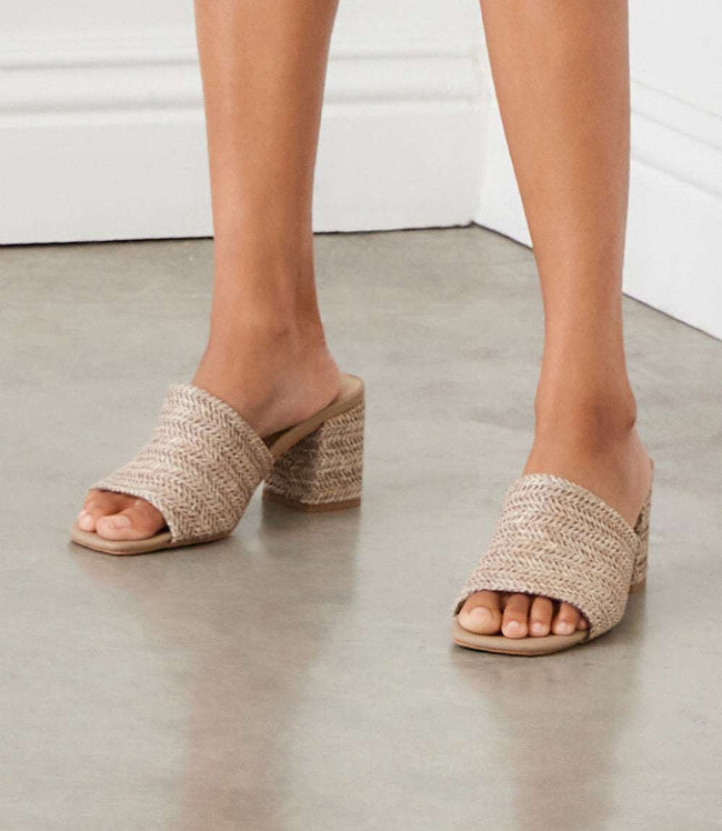 karen kane Taupe Adapt Raffia High Heel Sandals Karen Kane