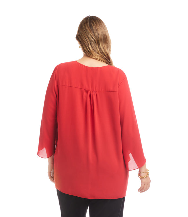 Karen Kane Tomato Plus Size Bracelet Sleeve Asymmetric Top Karen Kane