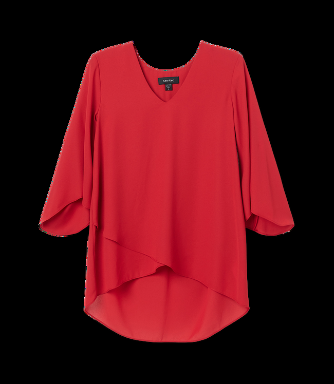Karen Kane Tomato Plus Size Bracelet Sleeve Asymmetric Top Karen Kane