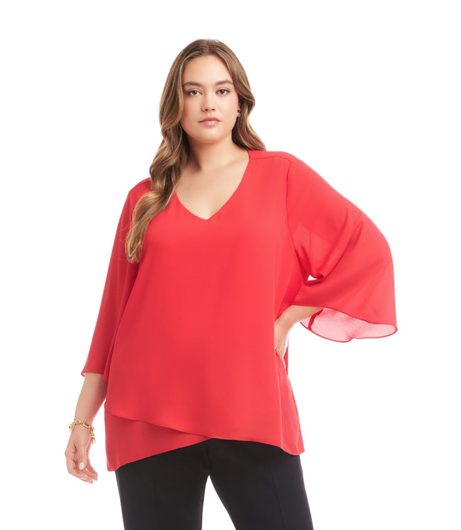 karen kane Tomato Plus Size Bracelet Sleeve Asymmetric Top Karen Kane