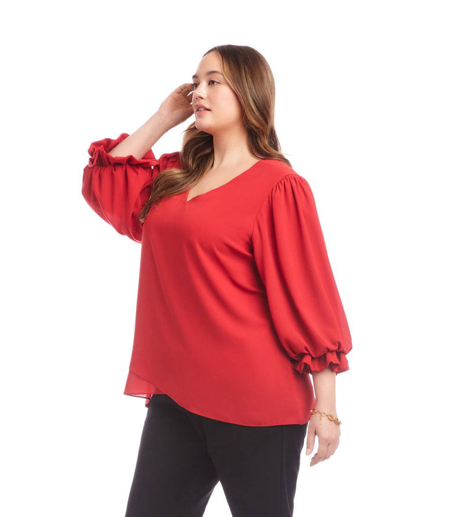 Karen Kane Tomato Plus Size Layered Sleeve Asymmetric Top Karen Kane