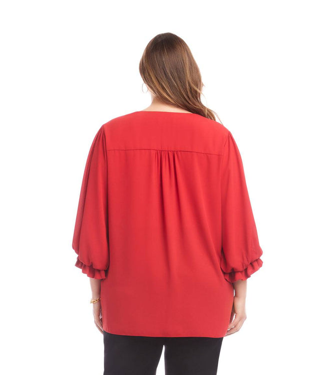 Karen Kane Tomato Plus Size Layered Sleeve Asymmetric Top Karen Kane