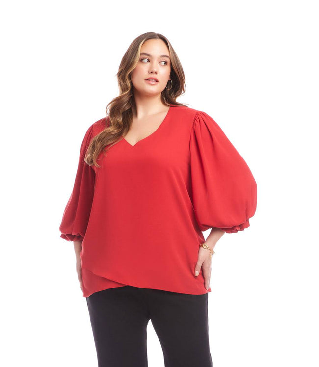 karen kane Tomato Plus Size Layered Sleeve Asymmetric Top Karen Kane
