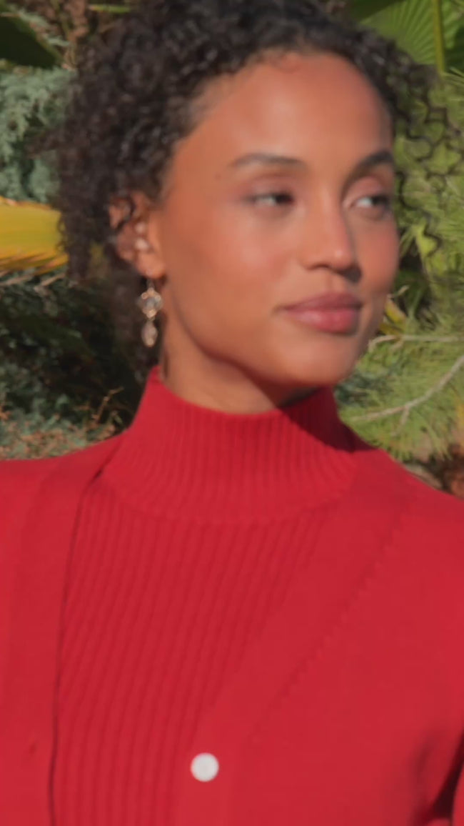 Karen Kane Tomato Ribbed Turtleneck Sweater Tank Karen Kane