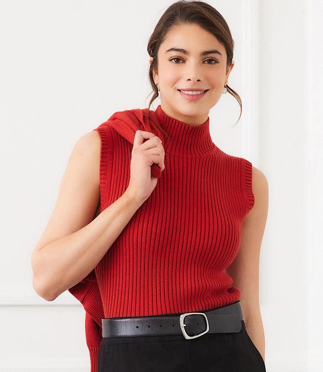 karen kane Tomato Ribbed Turtleneck Sweater Tank Karen Kane