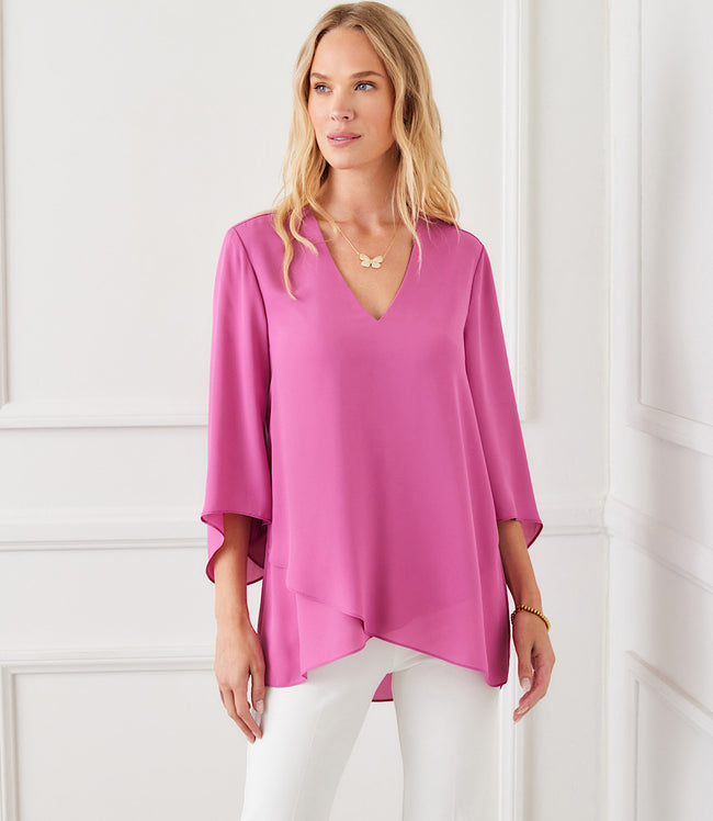 Karen Kane Tulip Bracelet Sleeve Asymmetric Top Karen Kane