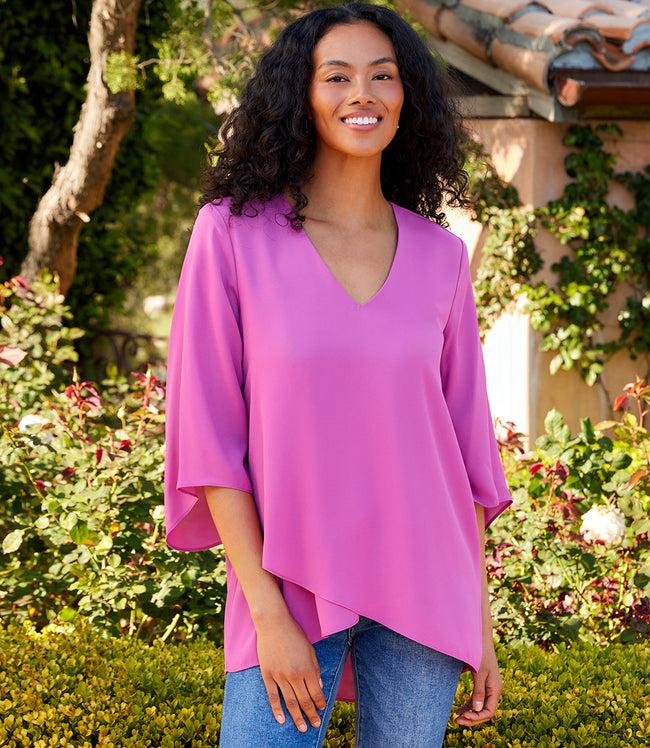 karen kane Tulip Bracelet Sleeve Asymmetric Top Karen Kane