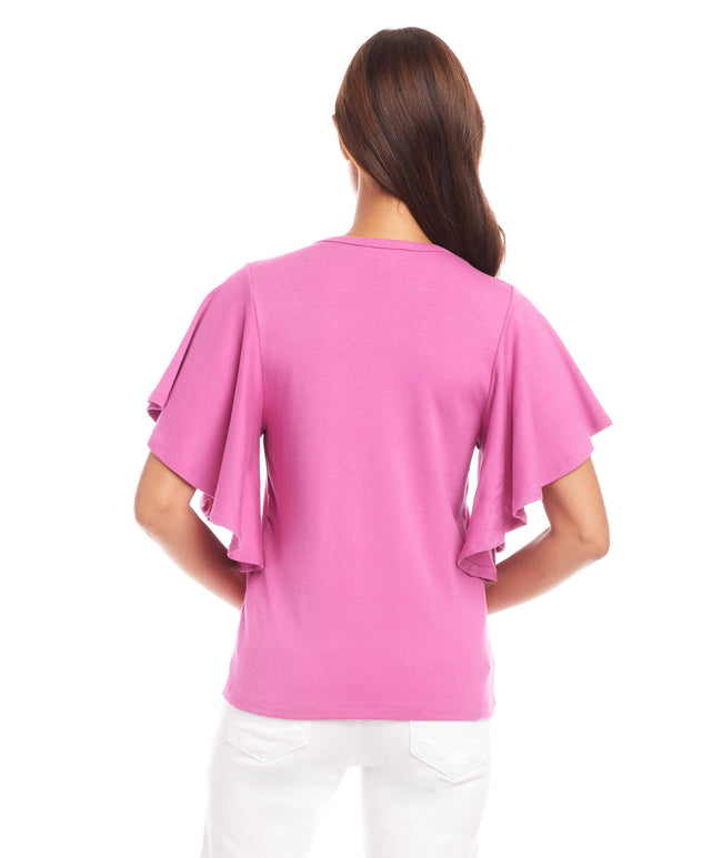 Karen Kane Tulip Flutter Sleeve V-Neck Top Karen Kane