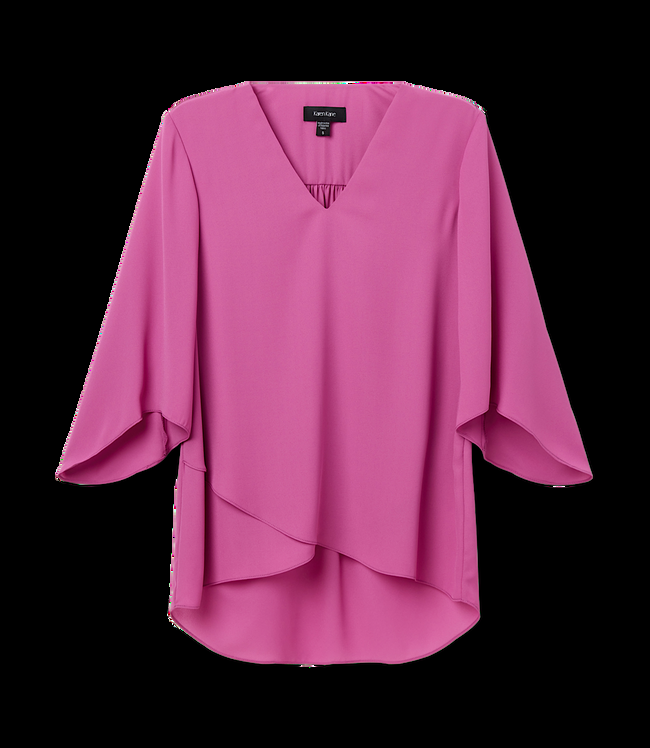 Karen Kane Tulip Plus Size Bracelet Sleeve Asymmetric Top Karen Kane