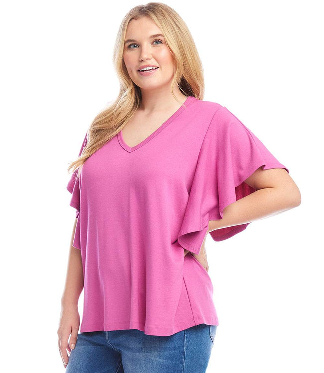 Karen Kane Tulip Plus Size Flutter Sleeve Top Karen Kane