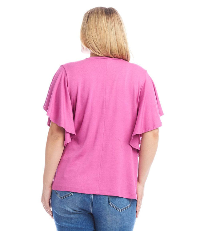 Karen Kane Tulip Plus Size Flutter Sleeve Top Karen Kane
