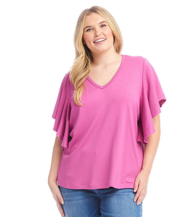 karen kane Tulip Plus Size Flutter Sleeve Top Karen Kane