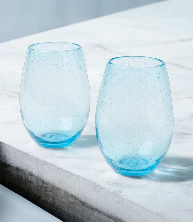 karen kane Turquoise Stemless Bubble Wine Glass Karen Kane