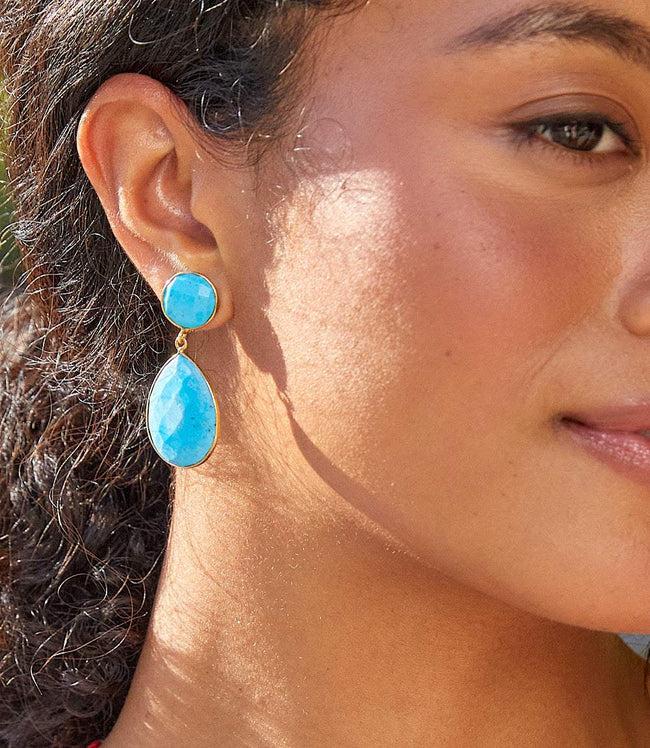 Karen Kane Turquoise Teardrop Gemstone Drop Earrings Karen Kane